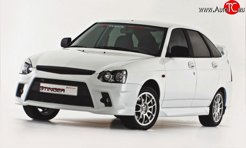 5 099 р. Передний бампер Stinger Лада Приора 2172 хэтчбек дорестайлинг (2008-2014) (Неокрашенный)  с доставкой в г. Пермь
