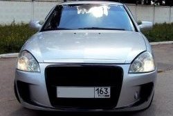 9 706 р. Передний бампер Я-робот Лада Приора 2170 седан дорестайлинг (2007-2014) (Неокрашенный, вставки под туманки)  с доставкой в г. Пермь. Увеличить фотографию 8