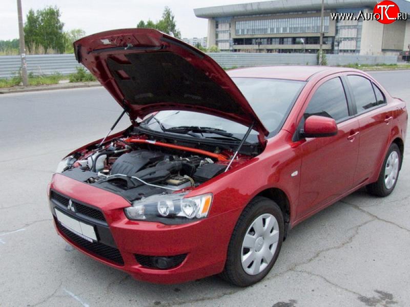 2 449 р. Упоры капота Sport Mitsubishi Lancer 10 CY седан дорестайлинг (2007-2010)  с доставкой в г. Пермь