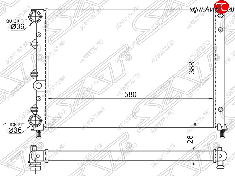 10 899 р. Радиатор двигателя SAT (пластинчатый, 1.6 / 2.0, МКПП) Alfa Romeo 147 937A дорестайлинг, хэтчбэк 3 дв. (2000-2004)  с доставкой в г. Пермь