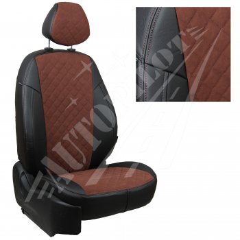 Чехлы сидений AUTOPILOT Алькантара Ромб (ЗС 40/60) Audi A1  8XA хэтчбэк 5 дв. (2010-2018) дорестайлинг, рестайлинг (Черный + Шоколад)
