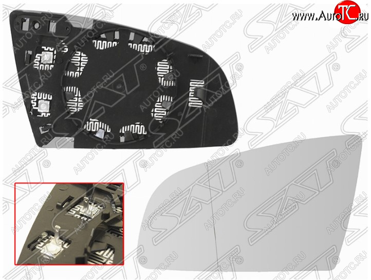 639 р. Левое полотно зеркала SAT (асферическое с обогревом) Audi A3 8PA хэтчбэк 5 дв. 1-ый рестайлинг (2004-2008)  с доставкой в г. Пермь