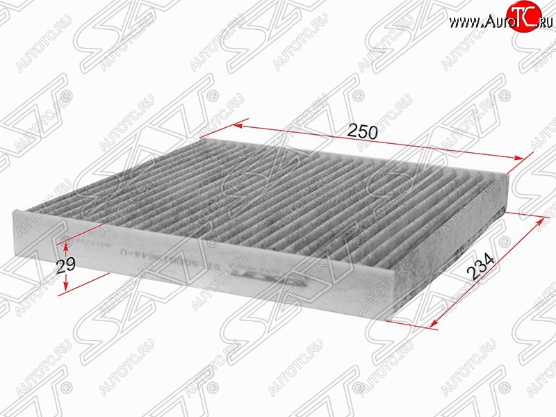 187 р. Фильтр салонный SAT (угольный, 250x230x29 mm)  Audi A3 ( 8VA хэтчбэк 5 дв.,  8VS седан,  8V1) (2012-2020), Seat Leon ( 5F хэтчбэк 5 дв.,  5F) (2012-2016), Skoda Kodiaq  NU7 (2017-2021), Skoda Octavia  A7 (2012-2020), Skoda Superb ( B8 (3V),  B8 (3V5)) (2015-2025), Volkswagen Golf  7 (2012-2017), Volkswagen Teramont  CA1 (2016-2020)  с доставкой в г. Пермь