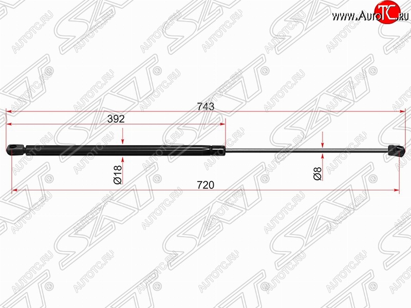 699 р. Упор капота SAT (газовый) Audi A6 C6 дорестайлинг, универсал (2004-2008)  с доставкой в г. Пермь