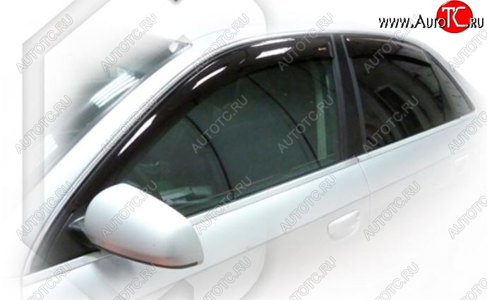 1 999 р. Дефлектор капота CA-Plastiс  Audi A4  B7 (2004-2008) седан (Classic полупрозрачный, Без хром.молдинга)  с доставкой в г. Пермь