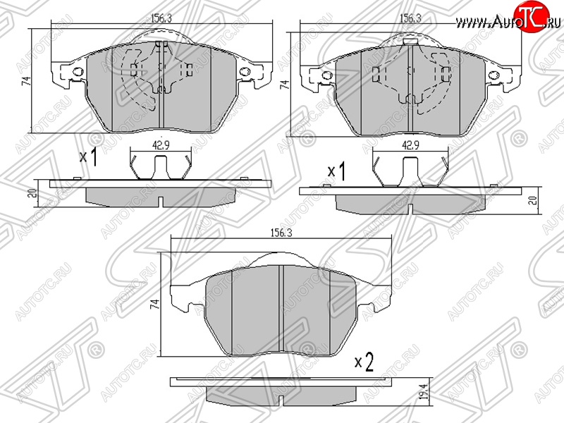 799 р. Комплект задних тормозных колодок SAT Audi A6 C5 дорестайлинг, седан (1997-2001)  с доставкой в г. Пермь