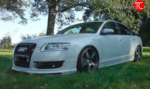 7 849 р. Накладка на передний бампер CT Audi A6 C6 дорестайлинг, седан (2004-2008) (Неокрашенная)  с доставкой в г. Пермь