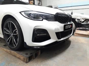 12 299 р. Сплиттер переднего М-бампера М-Perfomance  BMW 3 серия  G20 (2018-2022) седан (цвет: черный глянец)  с доставкой в г. Пермь. Увеличить фотографию 2