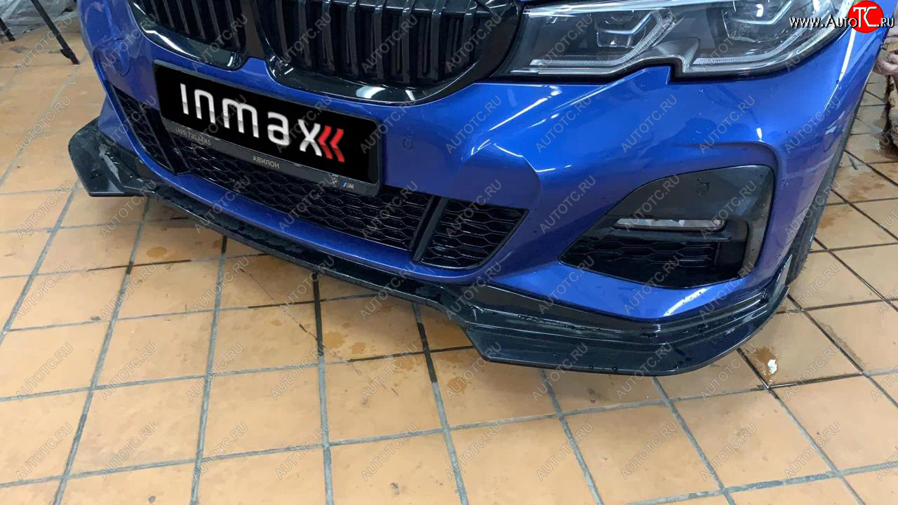 3 999 р. Накладки на сплиттер переднего бампера M-Perfomance (бумеранги)  BMW 3 серия  G20 (2018-2022) седан (цвет: черный глянец)  с доставкой в г. Пермь