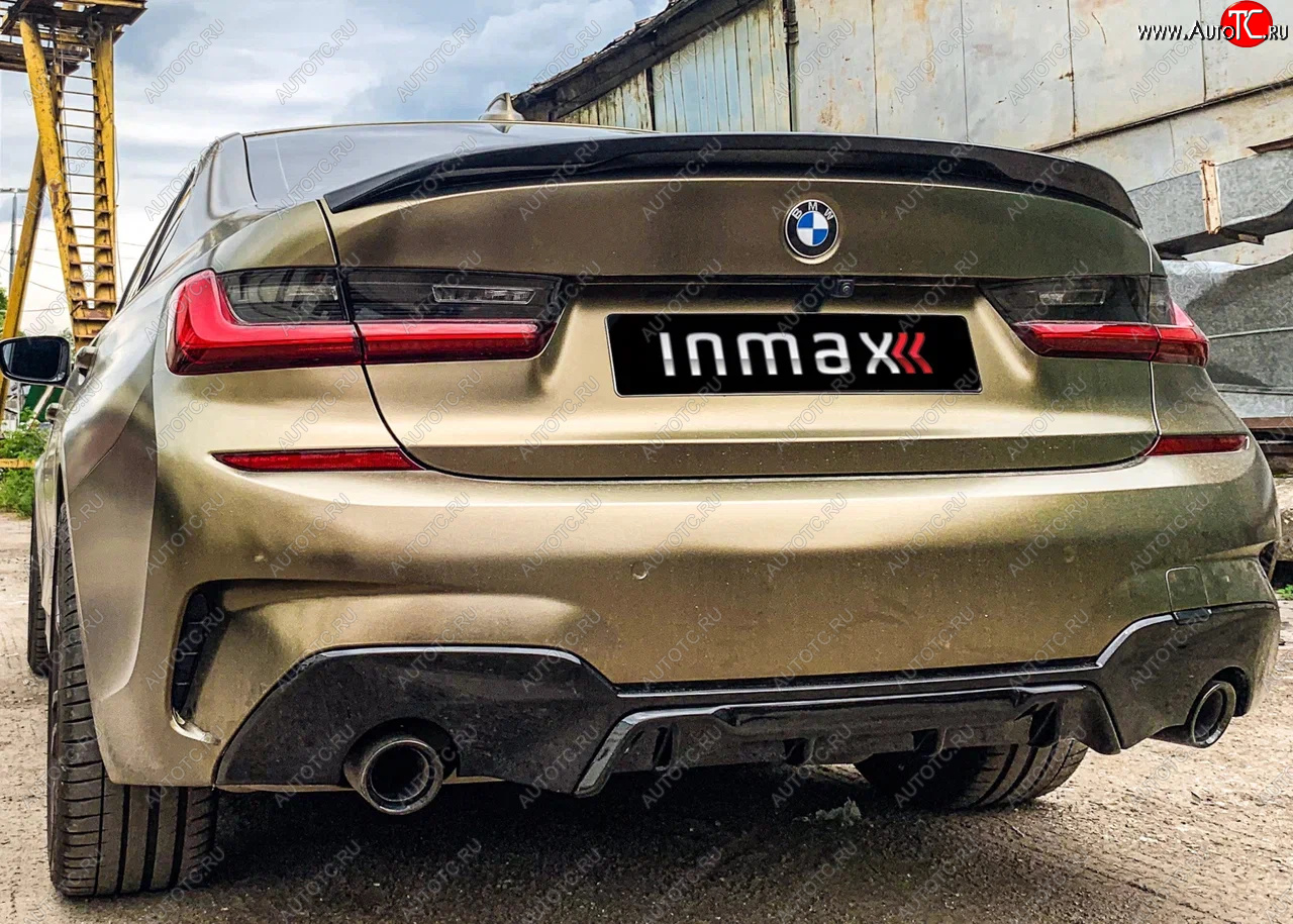 12 999 р. Диффузор заднего бампера М-Perfomance 320 Inmax  BMW 3 серия  G20 (2018-2022) седан (цвет: черный глянец)  с доставкой в г. Пермь