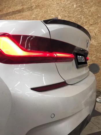 7 999 р. Лип спойлер М-Perfomance  BMW 3 серия  G20 (2018-2022) седан (цвет: черный глянец)  с доставкой в г. Пермь. Увеличить фотографию 3
