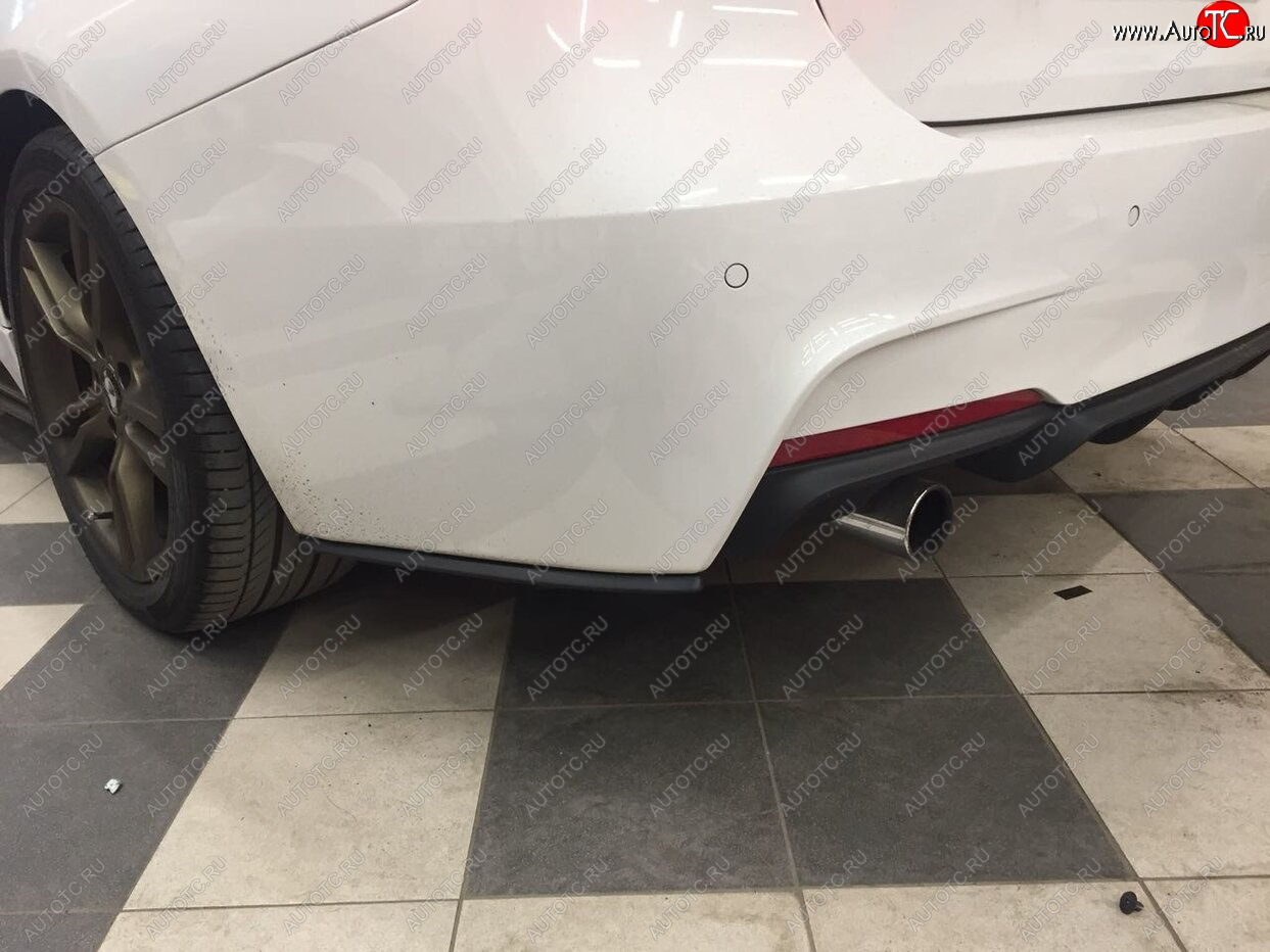 5 999 р. Накладки M-Perfomance под задний бампер (мини-лезвия)  BMW 3 серия  F30 (2012-2018) седан дорестайлинг, седан рестайлинг (цвет: черный матовый)  с доставкой в г. Пермь