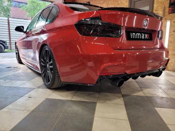 5 999 р. Накладки M-Perfomance под задний бампер (мини-лезвия)  BMW 3 серия  F30 (2012-2018) седан дорестайлинг, седан рестайлинг (цвет: черный матовый)  с доставкой в г. Пермь. Увеличить фотографию 12