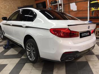 5 999 р. Накладки M-Perfomance под задний бампер (мини-лезвия) Inmax  BMW 5 серия  G30 (2016-2020) дорестайлинг, седан (цвет: черный глянец)  с доставкой в г. Пермь. Увеличить фотографию 10