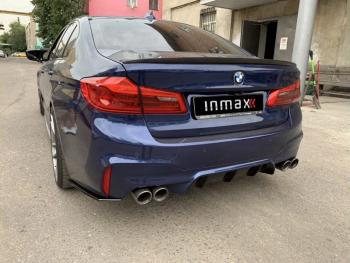 5 999 р. Накладки M-Perfomance под задний бампер (мини-лезвия) Inmax  BMW 5 серия  G30 (2016-2020) дорестайлинг, седан (цвет: черный глянец)  с доставкой в г. Пермь. Увеличить фотографию 4