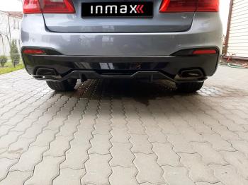 11 499 р. Диффузор заднего бампера М-Perfomance (2 клыка) Inmax BMW 5 серия G30 дорестайлинг, седан (2016-2020) (неокрашенный)  с доставкой в г. Пермь. Увеличить фотографию 2