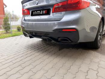 11 499 р. Диффузор заднего бампера М-Perfomance (2 клыка) Inmax BMW 5 серия G30 дорестайлинг, седан (2016-2020) (неокрашенный)  с доставкой в г. Пермь. Увеличить фотографию 3