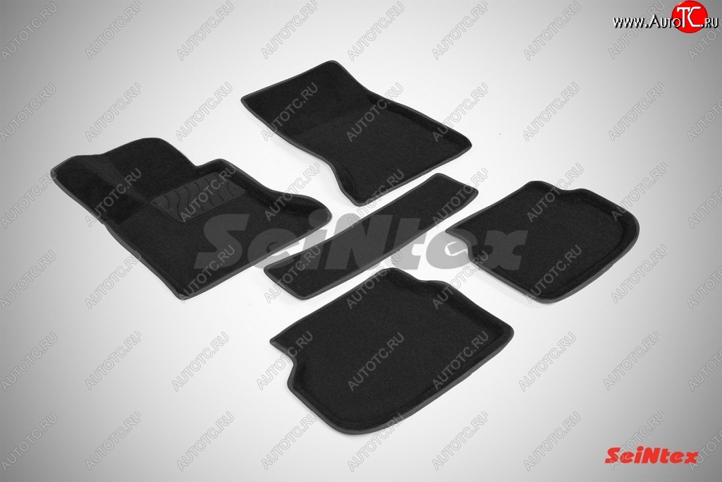 5 699 р. Износостойкие коврики в салон SeiNtex Premium 3D 4 шт. (ворсовые, черные) BMW 5 серия F10 седан дорестайлинг (2009-2013)  с доставкой в г. Пермь
