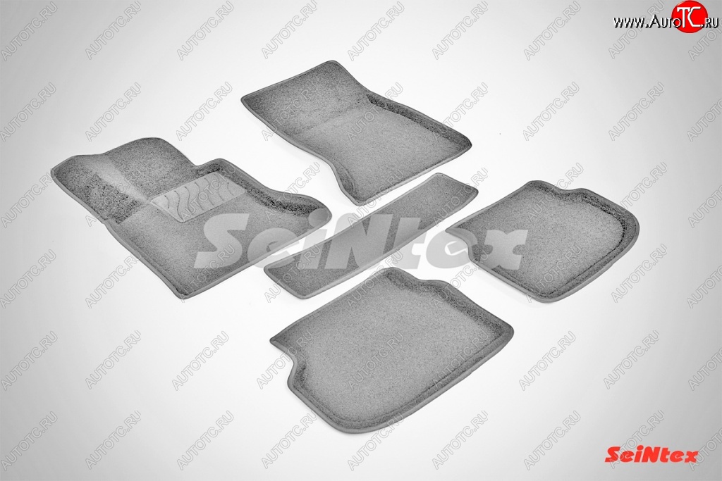 7 649 р. Износостойкие коврики в салон SeiNtex Premium 3D 4 шт. (ворсовые, серые) BMW 5 серия F10 седан дорестайлинг (2009-2013)  с доставкой в г. Пермь