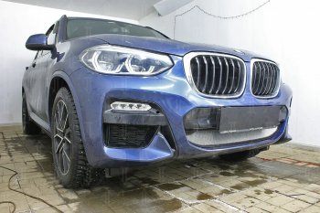 64 999 р. Защитная сетка радиатора в бампер (алюминий/пластик, 2.0i /2.0d/3.0d, AT, Base) Стрелка 11 Стандарт  BMW X3  G01 (2017-2021) дорестайлинг (Цвет: хром, без зимней заглушки)  с доставкой в г. Пермь. Увеличить фотографию 3