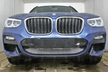 64 999 р. Защитная сетка радиатора в бампер (алюминий/пластик, 2.0i /2.0d/3.0d, AT, Base) Стрелка 11 Стандарт  BMW X3  G01 (2017-2021) дорестайлинг (Цвет: хром, без зимней заглушки)  с доставкой в г. Пермь. Увеличить фотографию 4