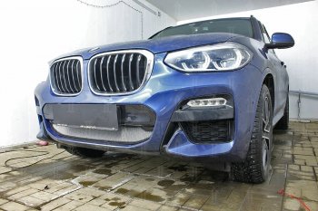 64 999 р. Защитная сетка радиатора в бампер (алюминий/пластик, 2.0i /2.0d/3.0d, AT, Base) Стрелка 11 Стандарт  BMW X3  G01 (2017-2021) дорестайлинг (Цвет: хром, без зимней заглушки)  с доставкой в г. Пермь. Увеличить фотографию 2