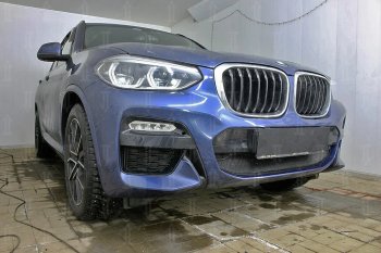 62 999 р. Защитная сетка радиатора в бампер (алюминий/пластик, 2.0i /2.0d/3.0d, AT, Base) Стрелка 11 Стандарт BMW X3 G01 дорестайлинг (2017-2021) (Цвет: черный, без зимней заглушки)  с доставкой в г. Пермь. Увеличить фотографию 4