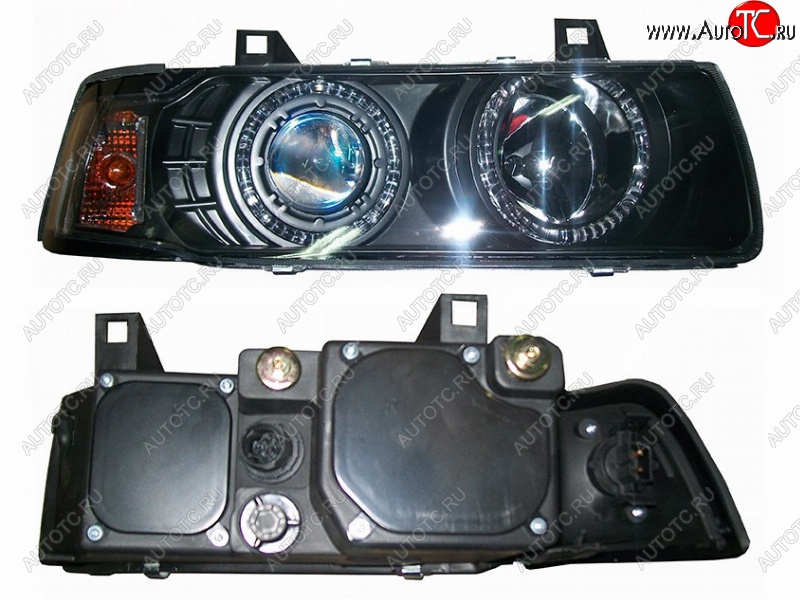 17 699 р. Правая передняя фара SAT (цельная с габаритом, черный хрусталь) BMW 3 серия E36 седан (1990-2000)  с доставкой в г. Пермь