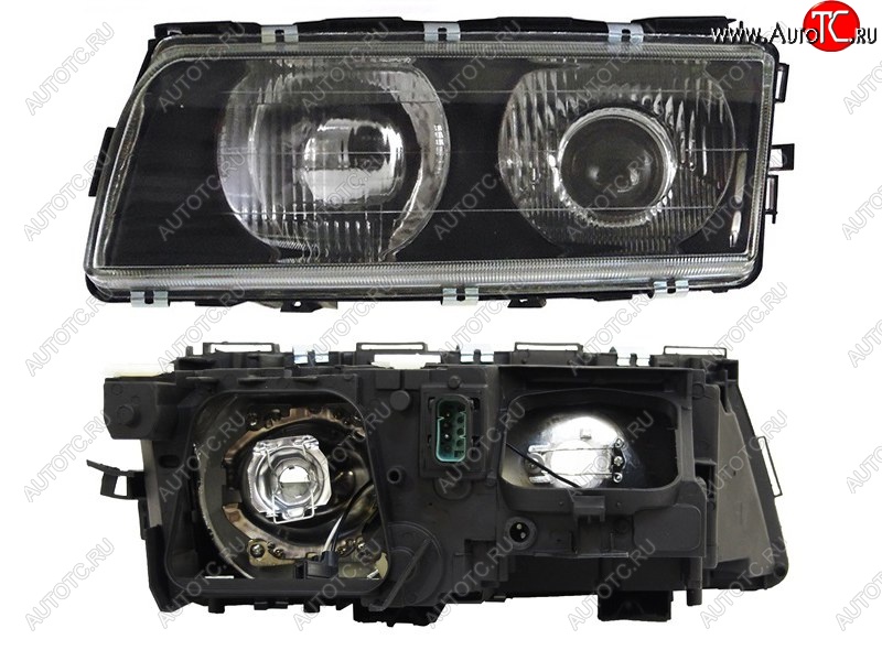 6 949 р. Левая передняя фара SAT (черная) BMW 7 серия E38 дорестайлинг, седан (1994-1998)  с доставкой в г. Пермь