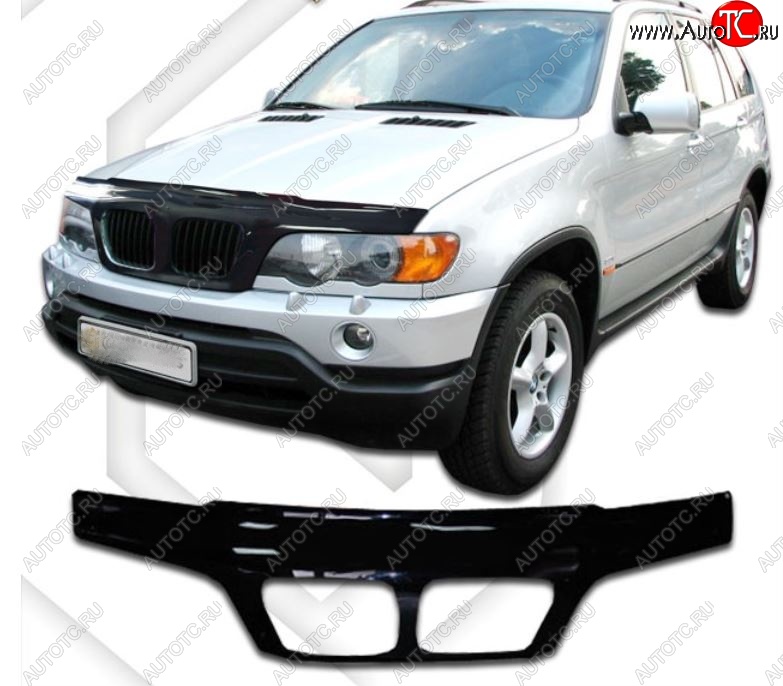 2 899 р. Дефлектор капота на CA-Plastic exclusive BMW X5 E53 дорестайлинг (1999-2003) (Classic черный, Без надписи)  с доставкой в г. Пермь
