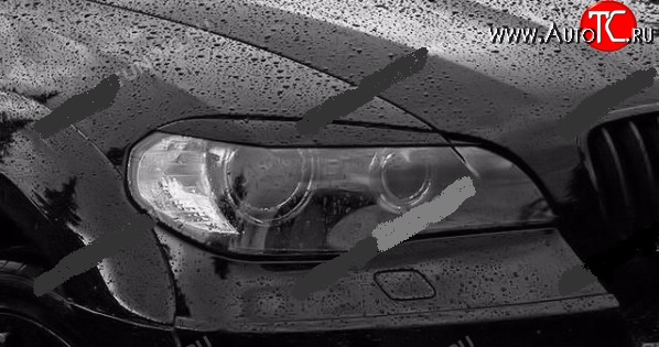 1 829 р. Реснички на фары Drive v2 BMW X5 E70 рестайлинг (2010-2013) (Неокрашенные)  с доставкой в г. Пермь