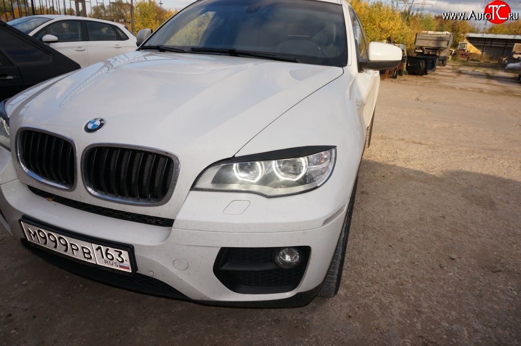 2 649 р. Реснички на фары Drive BMW X6 E71 дорестайлинг (2008-2012) (Неокрашенные)  с доставкой в г. Пермь