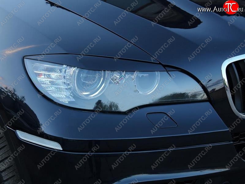 1 299 р. Реснички на фары Tuning-Sport v1 (для стандартных фар) BMW X6 E71 дорестайлинг (2008-2012) (Неокрашенные)  с доставкой в г. Пермь