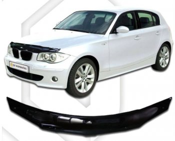 1 999 р. Дефлектор капота CA-Plastic  BMW 1 серия ( E87,  E82,  E81) (2004-2012) хэтчбэк 5 дв. дорестайлинг, купе 1-ый рестайлинг, хэтчбэк 3 дв. рестайлинг, хэтчбэк 5 дв. рестайлинг (серия Classic черный, Без надписи)  с доставкой в г. Пермь. Увеличить фотографию 2