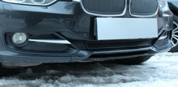Защитная сетка радиатора в бампер Стрелка 11 Премиум (алюминий) BMW 3 серия ( F30,  F31) (2012-2015) седан дорестайлинг, универсал дорестайлинг (Цвет: черный)