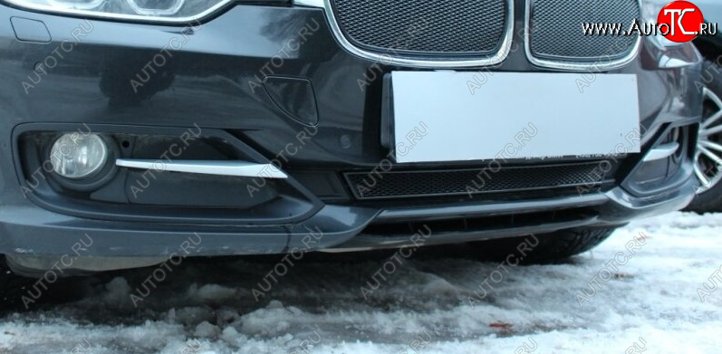 3 599 р. Защитная сетка радиатора в бампер Стрелка 11 Премиум (алюминий)  BMW 3 серия ( F30,  F31) (2012-2015) седан дорестайлинг, универсал дорестайлинг (Цвет: черный)  с доставкой в г. Пермь