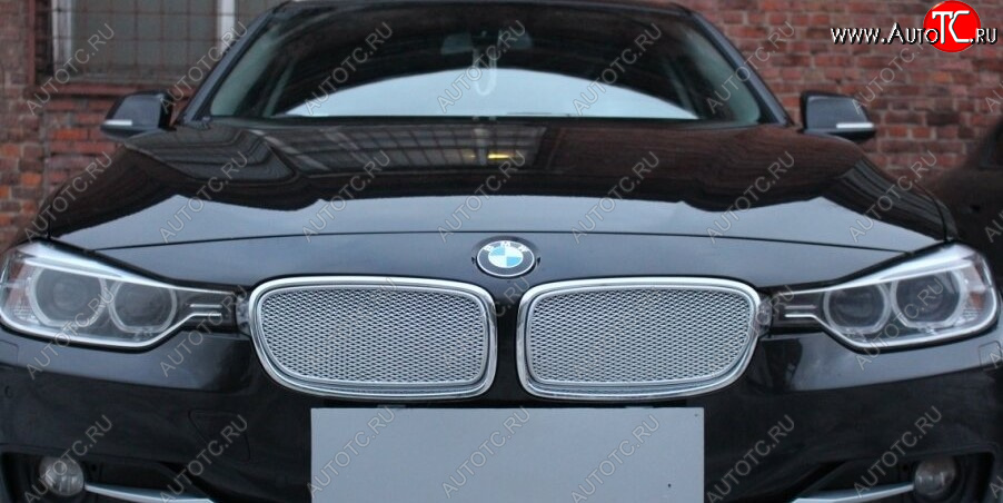 5 949 р. Защитная сетка решетки радиатора Стрелка 11 Премиум (алюминий)  BMW 3 серия ( F30,  F31) (2012-2015) седан дорестайлинг, универсал дорестайлинг (Цвет: хром)  с доставкой в г. Пермь