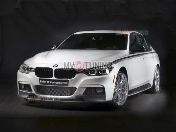8 499 р. Накладки на пластиковые пороги INMAX M-Perfomance  BMW 3 серия  F30 (2012-2018) седан дорестайлинг, седан рестайлинг (черный матовый)  с доставкой в г. Пермь. Увеличить фотографию 8