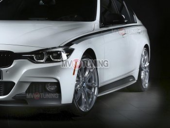 8 499 р. Накладки на пластиковые пороги INMAX M-Perfomance  BMW 3 серия  F30 (2012-2018) седан дорестайлинг, седан рестайлинг (черный матовый)  с доставкой в г. Пермь. Увеличить фотографию 6
