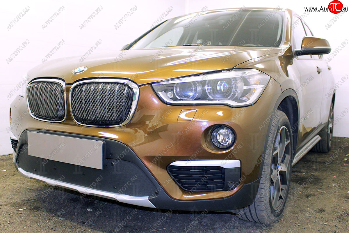 599 р. Зимняя заглушка воздухозаборника бампера Стрелка 11 Премиум  BMW X1  F48 (2015-2019) дорестайлинг  с доставкой в г. Пермь