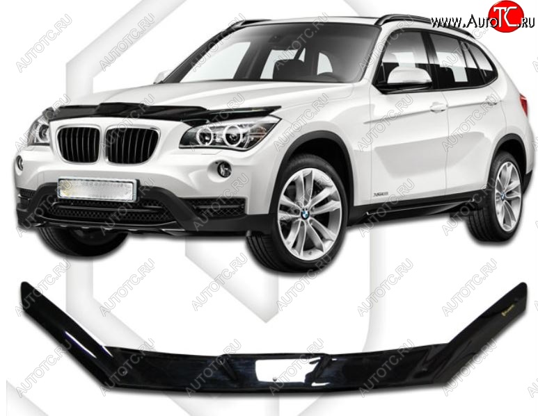 2 199 р. Дефлектор капота CA-Plastic BMW X1 E84 (2009-2015) (Classic черный, Без надписи)  с доставкой в г. Пермь