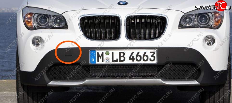 539 р. Заглушка в передний бампер SAT (под крюк, дорестайлинг)  BMW X1  E84 (2009-2015) (Неокрашенная)  с доставкой в г. Пермь