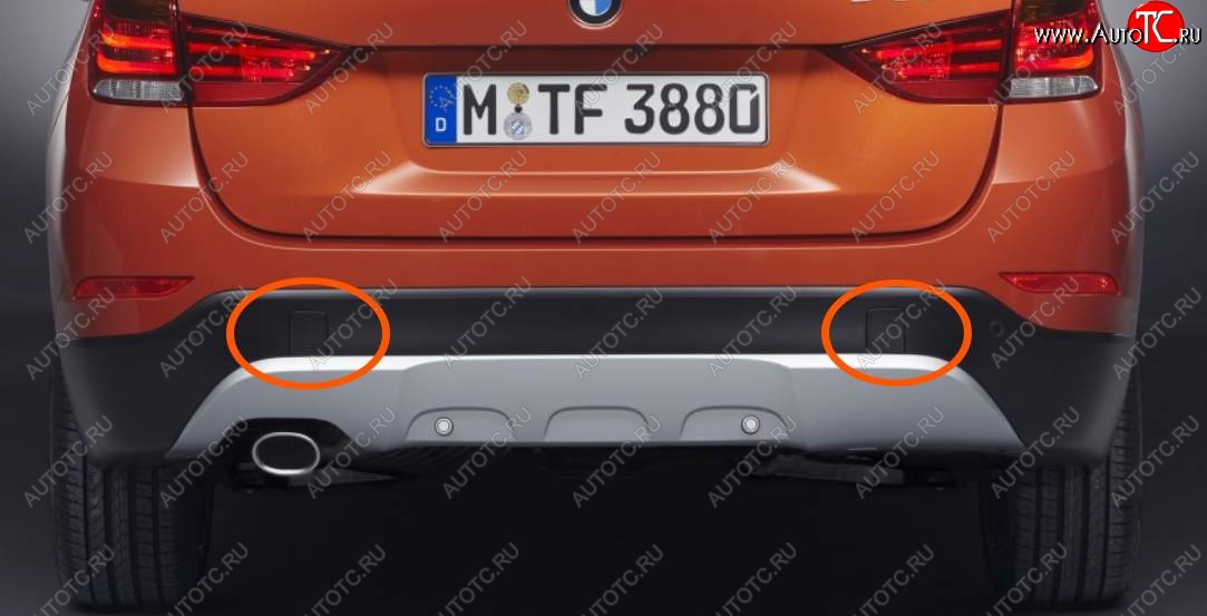 349 р. Правая заглушка в задний бампер SAT (под крюк, рестайлинг) BMW X1 E84 (2009-2015) (Неокрашенная)  с доставкой в г. Пермь