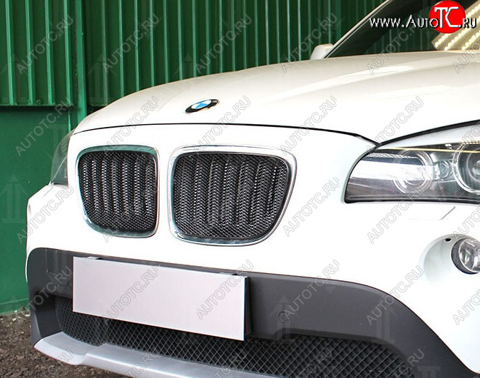 6 199 р. Защитная сетка решетки радиатора Стрелка 11 Премиум (алюминий)  BMW X1  E84 (2009-2015) (Цвет: черный)  с доставкой в г. Пермь