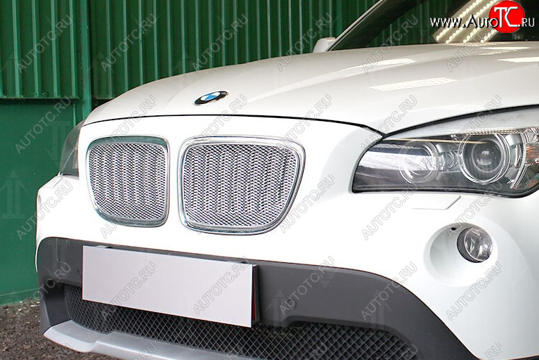 6 499 р. Защитная сетка решетки радиатора Стрелка 11 Премиум (алюминий)  BMW X1  E84 (2009-2015) (Цвет: хром)  с доставкой в г. Пермь