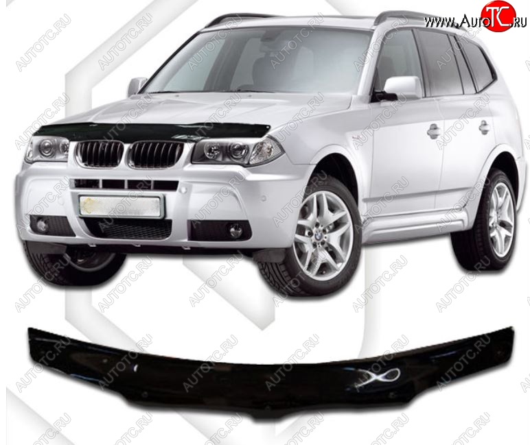 1 999 р. Дефлектор капота CA-Plastic BMW X3 E83 (2003-2009) (Classic черный, Без надписи)  с доставкой в г. Пермь