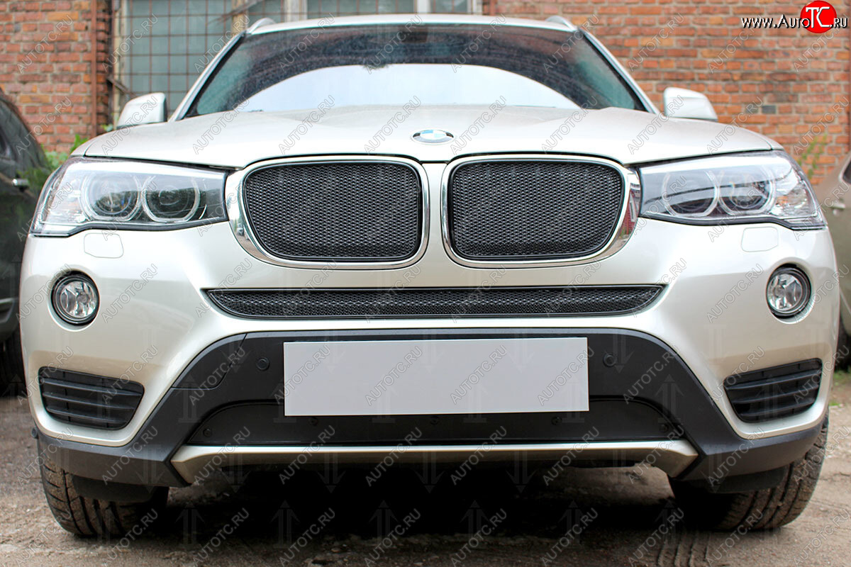 599 р. Зимняя заглушка воздухозаборника бампера Стрелка 11 Премиум BMW X3 F25 рестайлинг (2014-2017)  с доставкой в г. Пермь