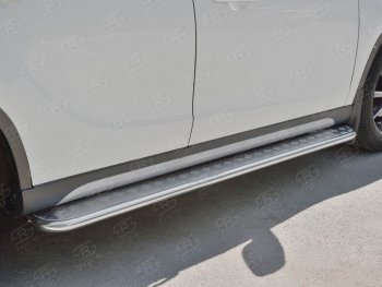 24 649 р. Порожки для ног (Ø42 мм) SLITKOFF Brilliance V5 (2012-2018) (лист - алюминий, профиль - нержавейка)  с доставкой в г. Пермь. Увеличить фотографию 3