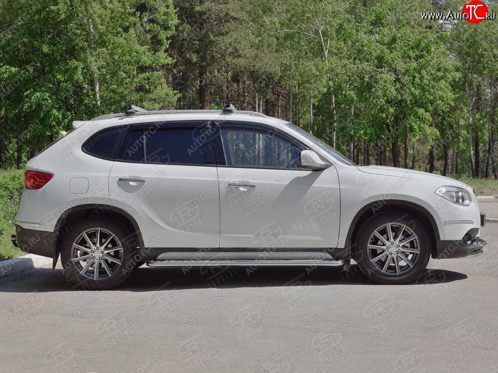 22 999 р. Порожки для ног (Ø42 мм) SLITKOFF  Brilliance V5 (2012-2018) (лист - алюминий, профиль - сталь)  с доставкой в г. Пермь