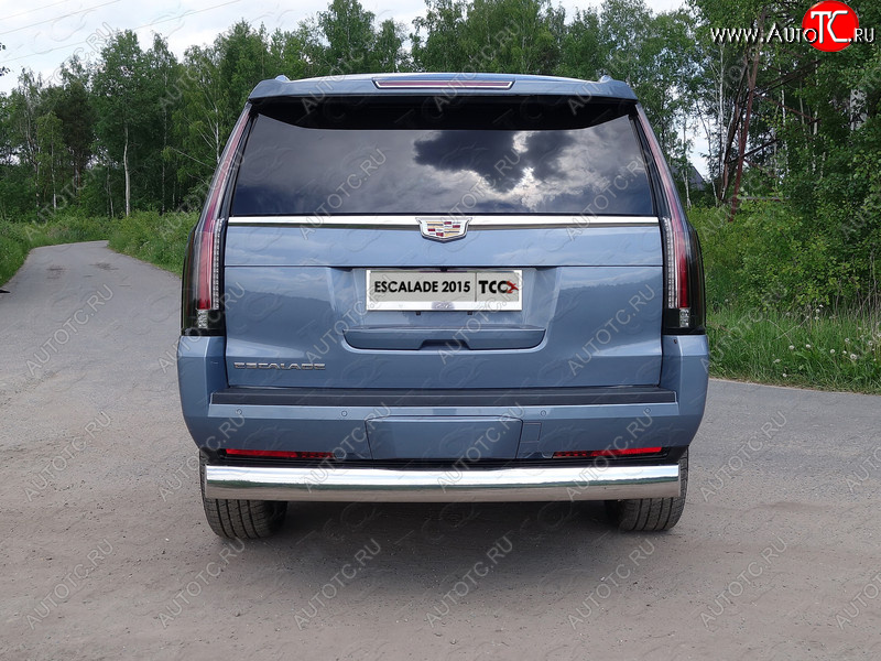 29 299 р. Защита заднего бампера (овальная) ТСС (нержавейка d 120х60 мм)  Cadillac Escalade  GMTK2 джип 5 дв. (2015-2020) короткая база  с доставкой в г. Пермь
